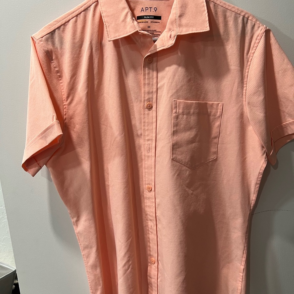 Apt. 9 Premier Flex Untucked Fit Men's Coral Button Down Shirt